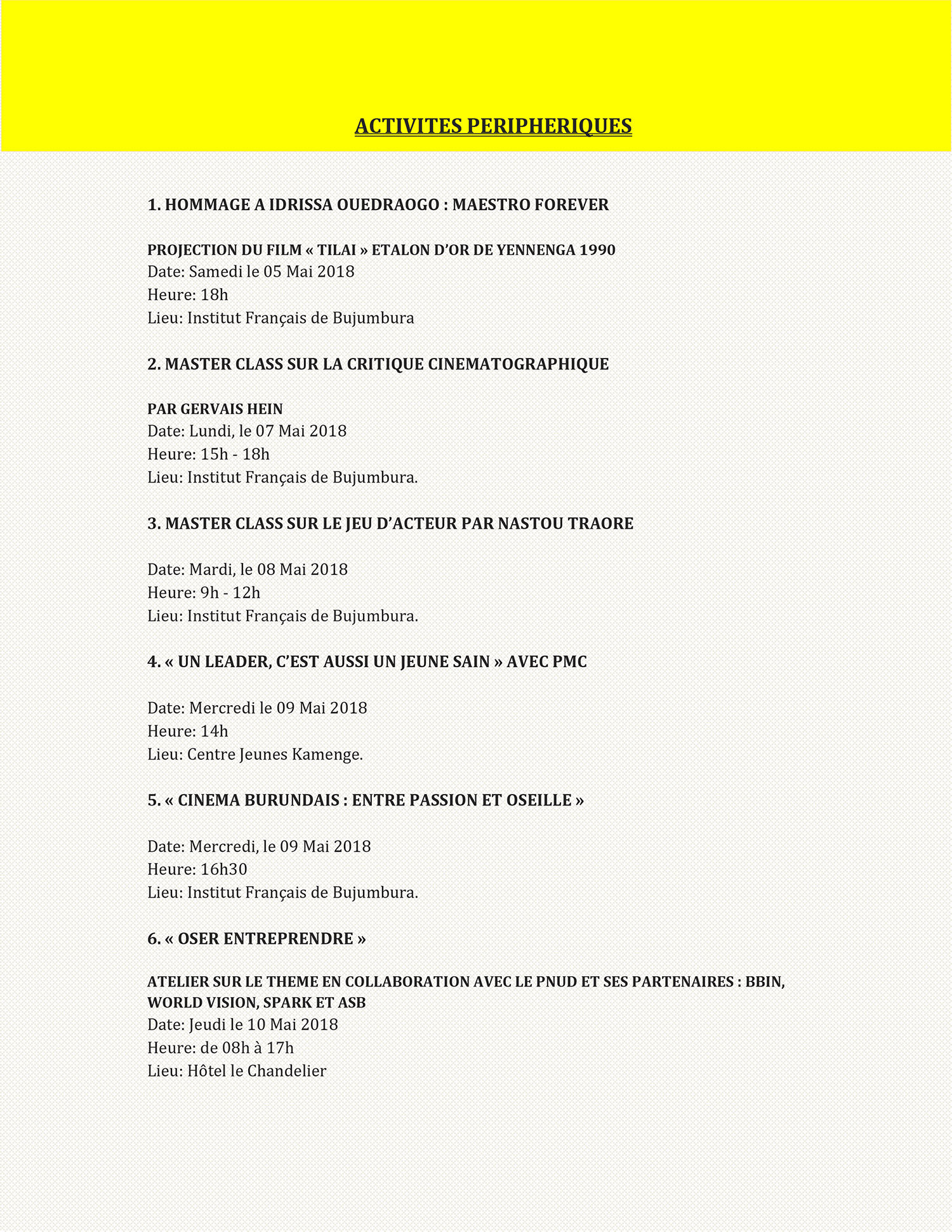ACTIVITES PERIPHERIQUES